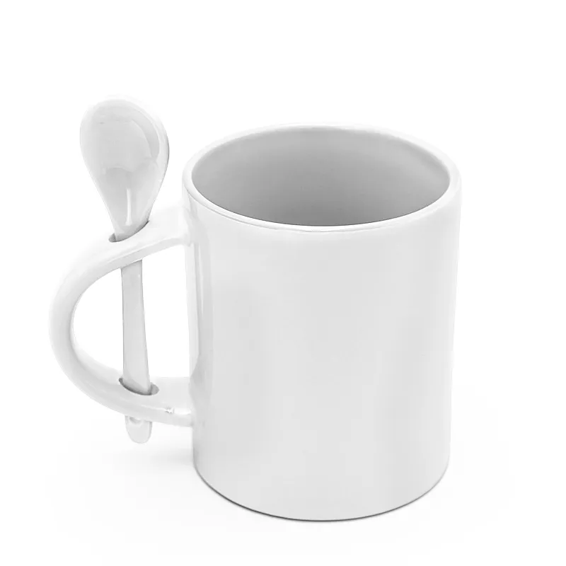11 OZ Ceramic Coffee Mug w/ Spoon